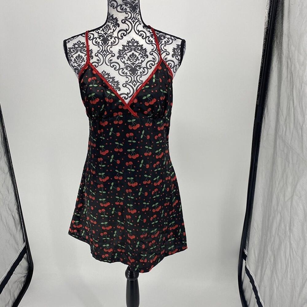 Seven ‘Til Midnight Sexy Cherry Print Lace Up Back Nightie Lingerie. Size Large